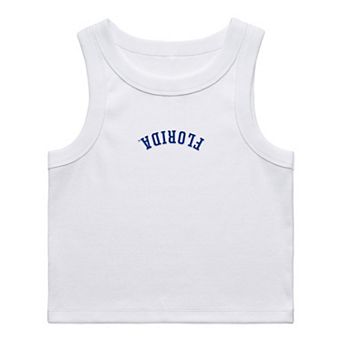Women's Uscape Apparel White Florida Gators Upside Down Embroidery Ribbed Tank Top