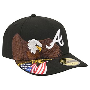Men's New Era Black Atlanta Braves Americana Bald Eagle Pre-Curved 59FIFTY Fitted Hat