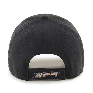 Men's '47 Black Anaheim Ducks Wordmark Back Strap MVP Adjustable Hat