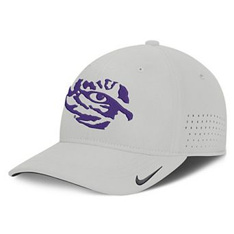 Men's Nike Gray LSU Tigers 2026 Sideline Practice AeroBill Swooshflex Dri-FIT Hat