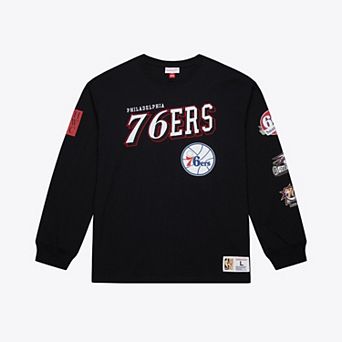 Men's Mitchell & Ness Black Philadelphia 76ers Training Camp Long Sleeve T-Shirt