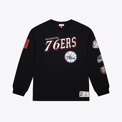 Men's Mitchell & Ness Black Philadelphia 76ers Training Camp Long Sleeve T-Shirt