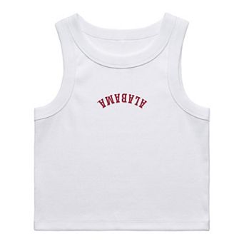 Women's Uscape Apparel White Alabama Crimson Tide Upside Down Embroidery Ribbed Tank Top