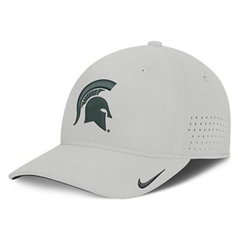 Men's Nike Gray Michigan State Spartans 2026 Sideline Practice AeroBill Swooshflex Dri-FIT Hat