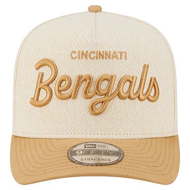 Men's New Era Cream Cincinnati Bengals Herringbone 9FIFTY A-Frame Snapback Hat