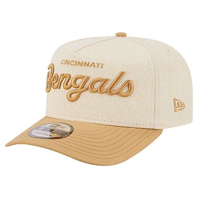 Men's New Era Cream Cincinnati Bengals Herringbone 9FIFTY A-Frame Snapback Hat