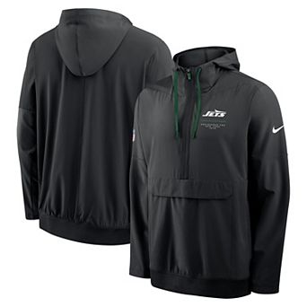 Men's Nike Black New York Jets Sideline Anorak Half-Zip Hooded Jacket