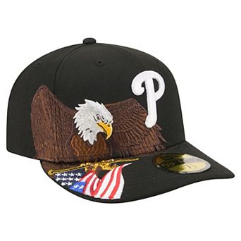 Men's New Era Black Philadelphia Phillies Americana Bald Eagle Pre-Curved 59FIFTY Fitted Hat
