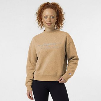 Women's Champion Tan Texas Longhorns Triumph Mock Neck Sweatshirt