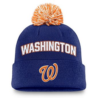 Men's Nike Royal Washington Nationals Peak Cuffed Knit Hat with Pom
