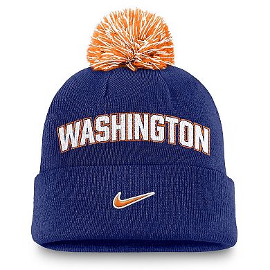 Men's Nike Royal Washington Nationals Peak Cuffed Knit Hat with Pom