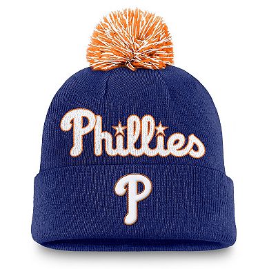 Men's Nike Royal Philadelphia Phillies Peak Cuffed Knit Hat with Pom