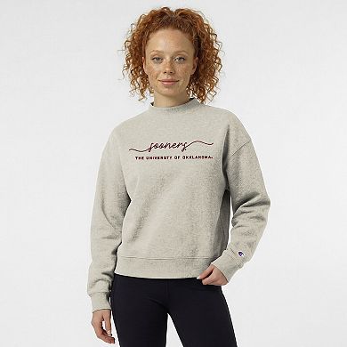 Women's Champion Cream Oklahoma Sooners Triumph Mock Neck Sweatshirt