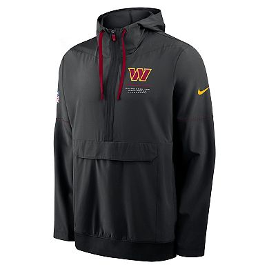 Men's Nike Black Washington Commanders Sideline Anorak Half-Zip Hooded Jacket