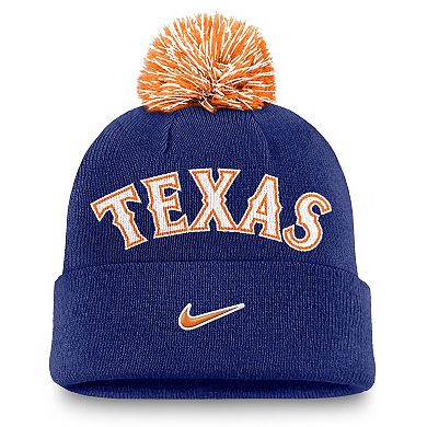 Men's Nike Royal Texas Rangers Peak Cuffed Knit Hat with Pom