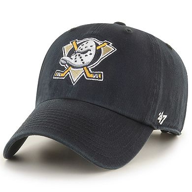 Men's '47 Black Anaheim Ducks Logo Clean Up Adjustable Hat