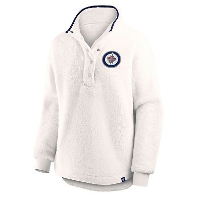 Women's Fanatics White Winnipeg Jets Rush Sherpa Half-Snap Pullover
