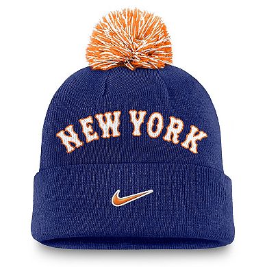 Men's Nike Royal New York Mets Peak Cuffed Knit Hat with Pom