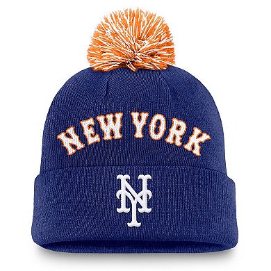 Men's Nike Royal New York Mets Peak Cuffed Knit Hat with Pom