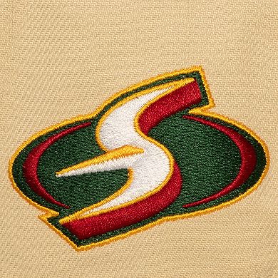 Unisex Mitchell & Ness Khaki/Green Seattle Storm Pro Pinch Snapback Hat