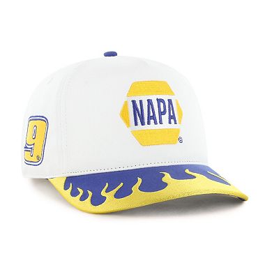 Men's '47 White/Yellow Chase Elliott Flame Hitch Adjustable Hat