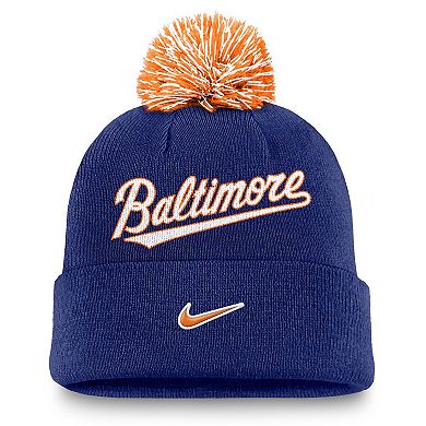 Men's Nike Royal Baltimore Orioles Peak Cuffed Knit Hat with Pom