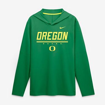 Men's Nike Green Oregon Ducks 2026 Sideline Lightweight Long Sleeve Hooded Dri-FIT Top