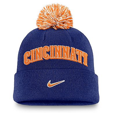 Men's Nike Royal Cincinnati Reds Peak Cuffed Knit Hat with Pom