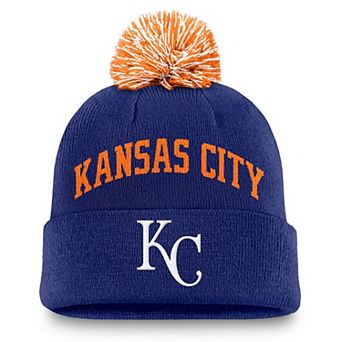 Men's Nike Royal Kansas City Royals Peak Cuffed Knit Hat with Pom