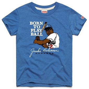 Youth Homage Jackie Robinson Blue Brooklyn Dodgers Born To Play Ball Tri-Blend T-Shirt