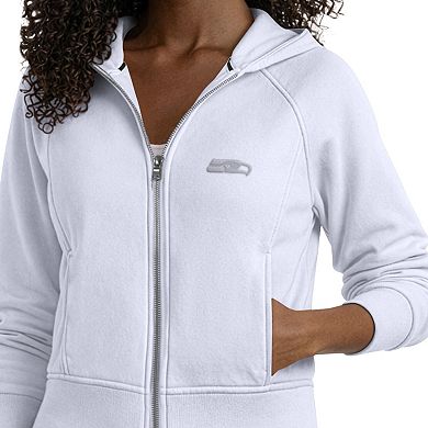Women's Starter Blue Seattle Seahawks Cropped Pastels Full-Zip Hoodie