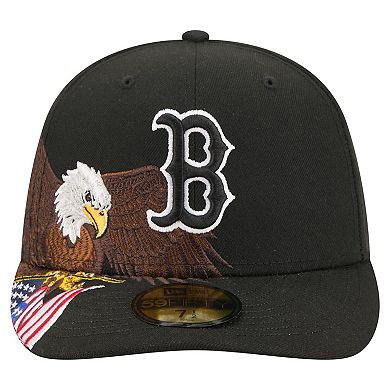 Men's New Era Black Boston Red Sox Americana Bald Eagle Pre-Curved 59FIFTY Fitted Hat
