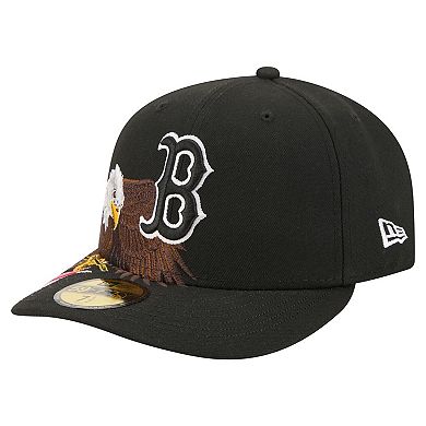 Men's New Era Black Boston Red Sox Americana Bald Eagle Pre-Curved 59FIFTY Fitted Hat