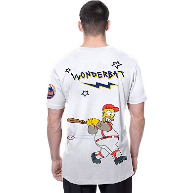 Men's New Era White New York Mets MLB x Simpsons Homer Wunderbat SS Tee