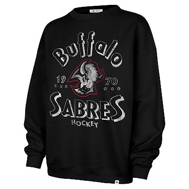 Women's '47 Black Buffalo Sabres Circle Change Stars Oversized Sweatshirt
