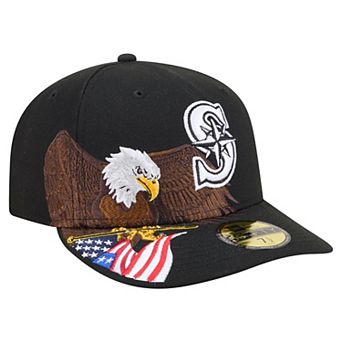 Men's New Era Black Seattle Mariners Americana Bald Eagle Pre-Curved 59FIFTY Fitted Hat