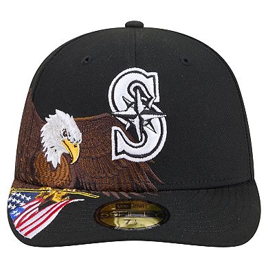 Men's New Era Black Seattle Mariners Americana Bald Eagle Pre-Curved 59FIFTY Fitted Hat