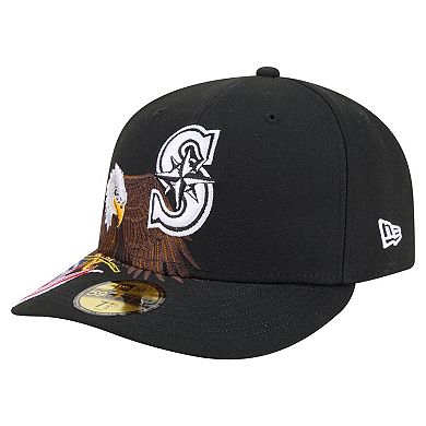 Men's New Era Black Seattle Mariners Americana Bald Eagle Pre-Curved 59FIFTY Fitted Hat