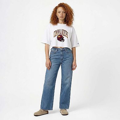 Women's Champion White Washington Commanders Boyfriend Cropped T-Shirt