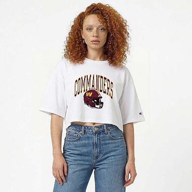 Women's Champion White Washington Commanders Boyfriend Cropped T-Shirt