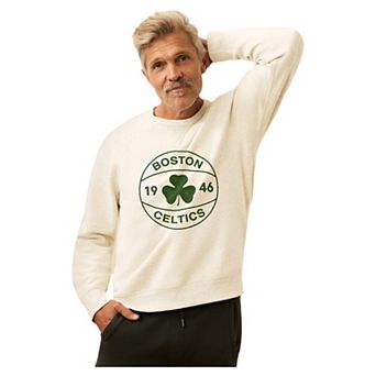 Men's FAHERTY Cream Boston Celtics High Standard Fleece Crew Sweatshirt