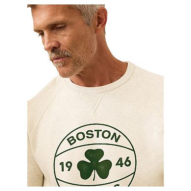 Men's FAHERTY Cream Boston Celtics High Standard Fleece Crew Sweatshirt