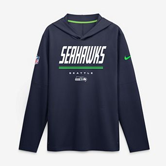 Men's Nike College Navy Seattle Seahawks Sideline Lightweight Long Sleeve Hooded Dri-FIT Top