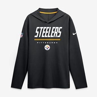 Men's Nike Black Pittsburgh Steelers Sideline Lightweight Long Sleeve Hooded Dri-FIT Top