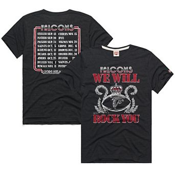 Unisex Homage Charcoal Atlanta Falcons 2026 NFL Schedule Queen Tri-Blend T-Shirt