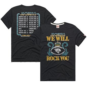 Unisex Homage Charcoal Jacksonville Jaguars 2026 NFL Schedule Queen Tri-Blend T-Shirt