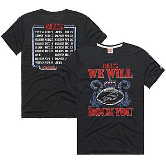 Unisex Homage Charcoal Buffalo Bills 2026 NFL Schedule Queen Tri-Blend T-Shirt