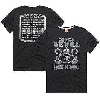Unisex Homage Charcoal Las Vegas Raiders 2026 NFL Schedule Queen Tri-Blend T-Shirt