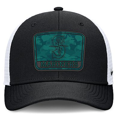 Men's Nike Black/White Seattle Mariners Camo Rise Trucker Dri-FIT Adjustable Hat