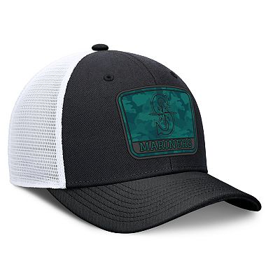 Men's Nike Black/White Seattle Mariners Camo Rise Trucker Dri-FIT Adjustable Hat